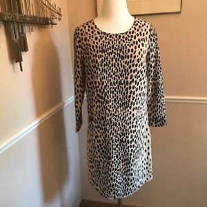 J. Crew Animal Print Sheath Black/Tan  Size 0